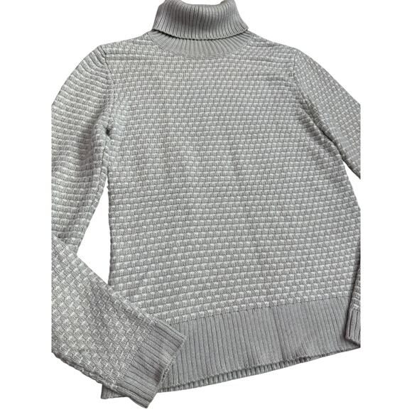 J. Crew Waffle Knit Textured Turtleneck Sweater Mushroom Gray Size XS - Picture 5 of 11